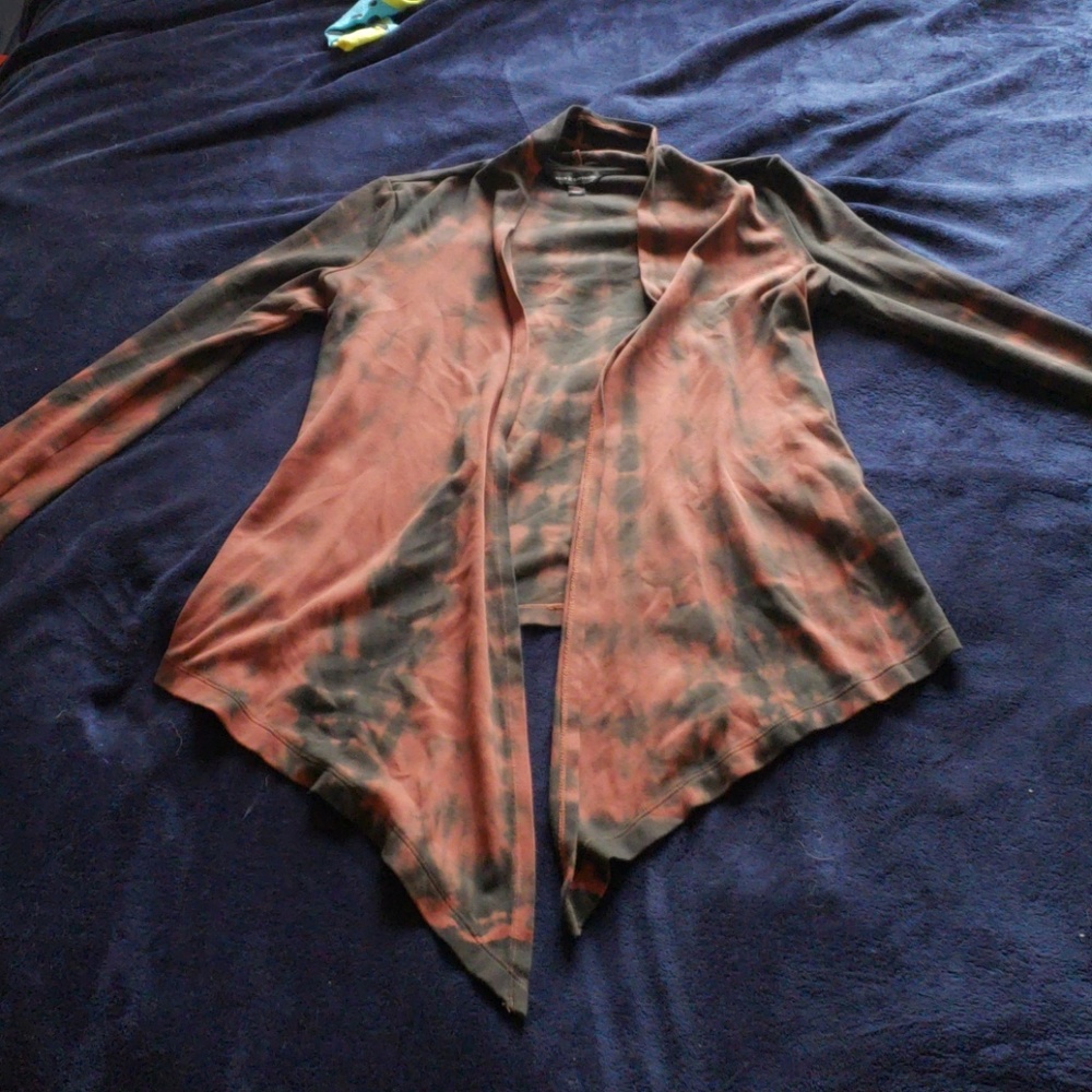 Rock & Republic Red and Black Tye-Dye Cardigan